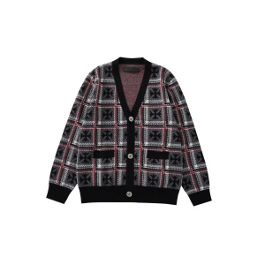 chrome hearts plaid cashmere cardigan